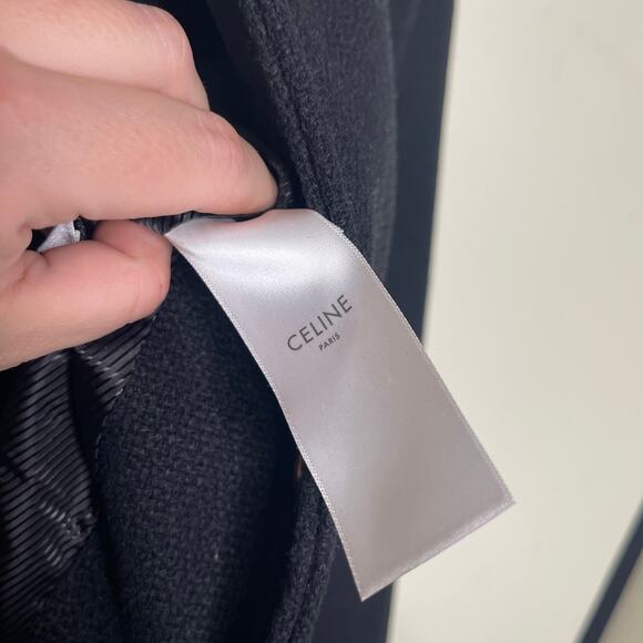 CELINE Black Jack Teddy Cream Leather-Trimmed Wool-Blend Varsity Jacket 46 US S - Picture 9 of 16